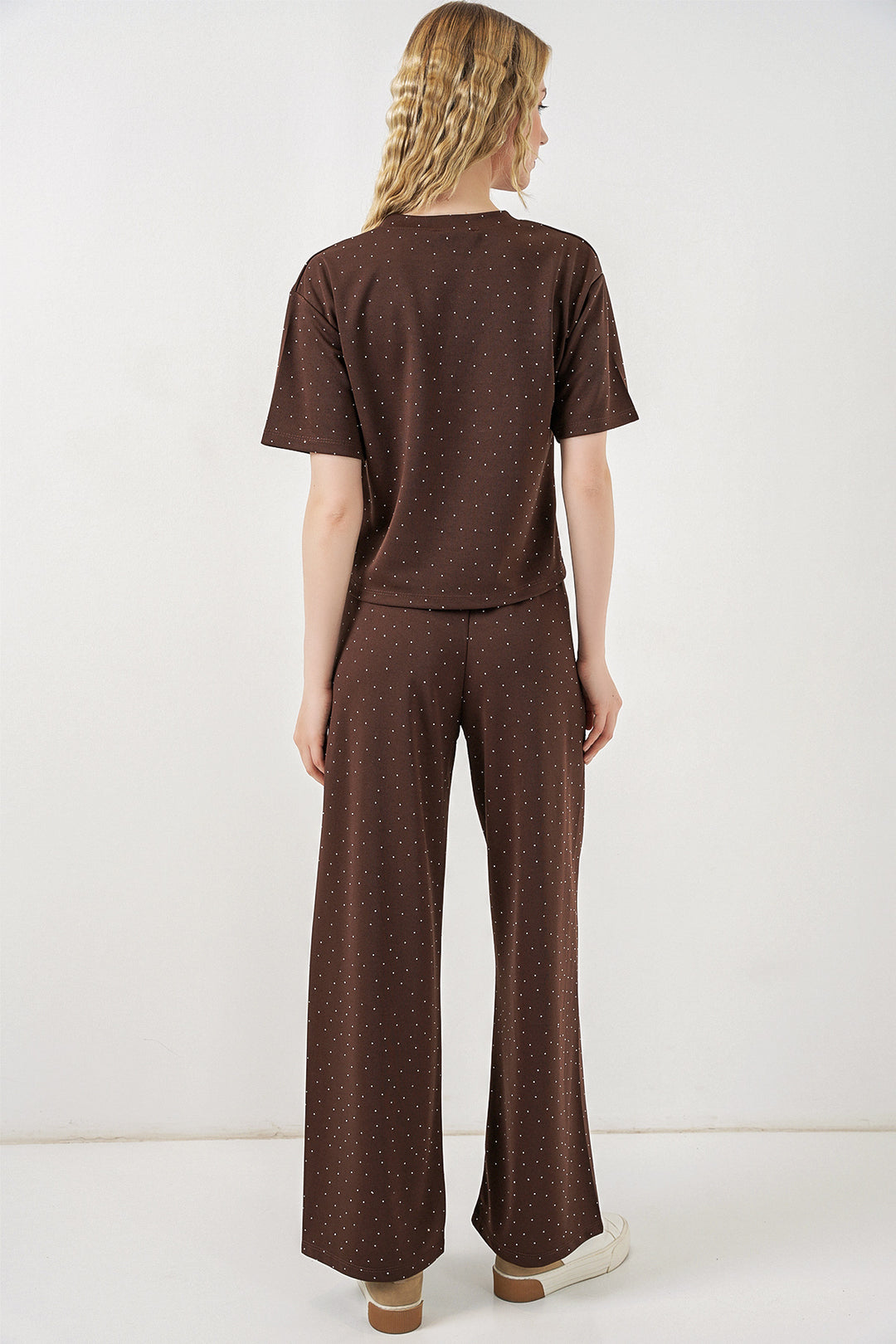 Bigdart Ensemble t-shirt et pantalon à strass pour femme 30105 - Marron