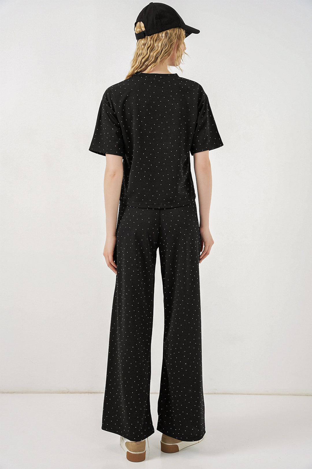 Bigdart Ensemble t-shirt et pantalon à strass pour femme 30105 - Noir