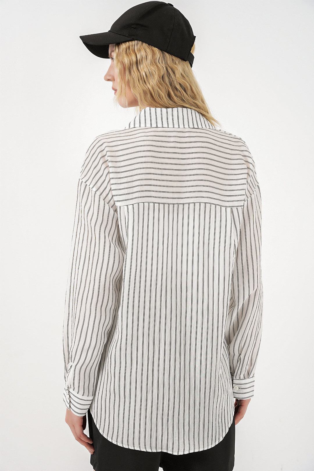 Bigdart Chemise oversize à rayures à poche unique pour femme 20375 - Blanc