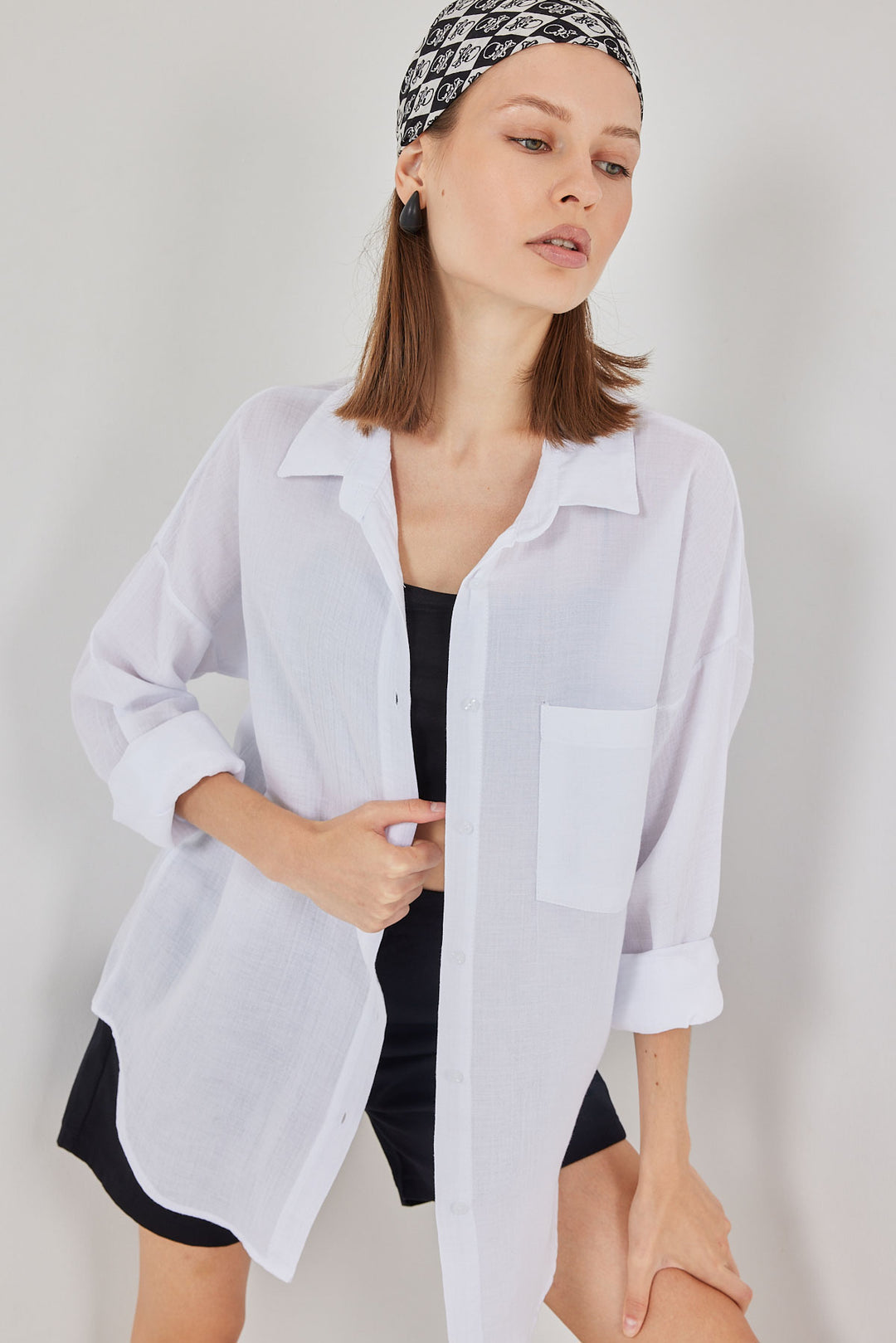 Bigdart Chemise Oversize à Poche Unique Femme 20353 - Blanc
