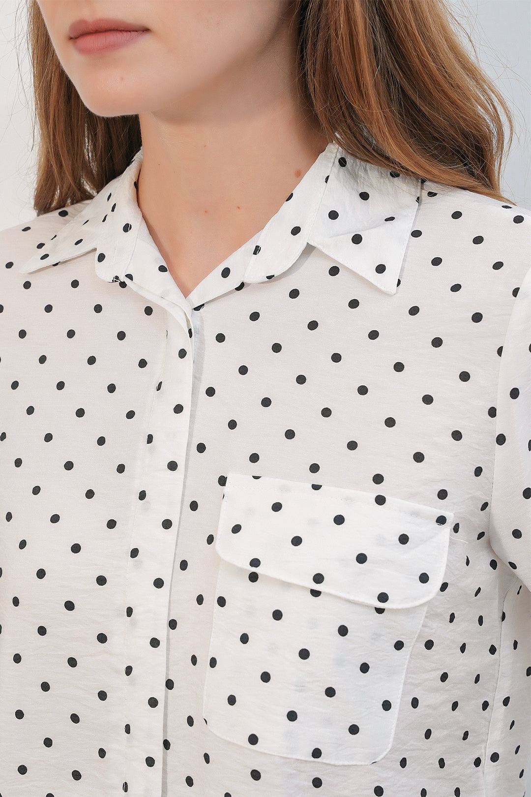 Bigdart Chemise oversize à pois et une poche pour femme 20399 - Blanc