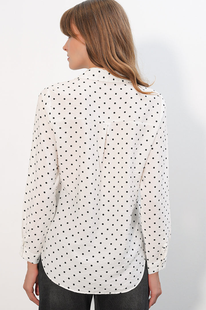 Bigdart Chemise oversize à pois et une poche pour femme 20399 - Blanc