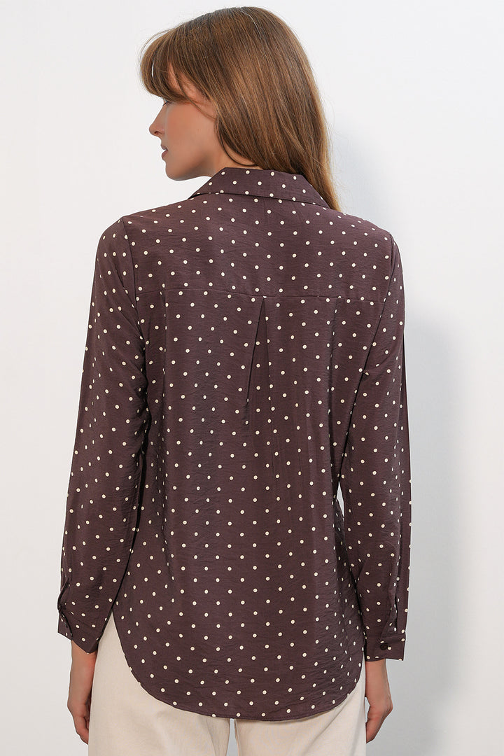 Bigdart Chemise oversize à pois et une poche 20399 pour femme - Marron