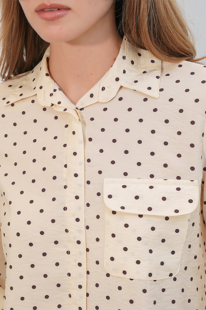 Bigdart Chemise oversize à pois et une poche 20399 pour femme - Crème