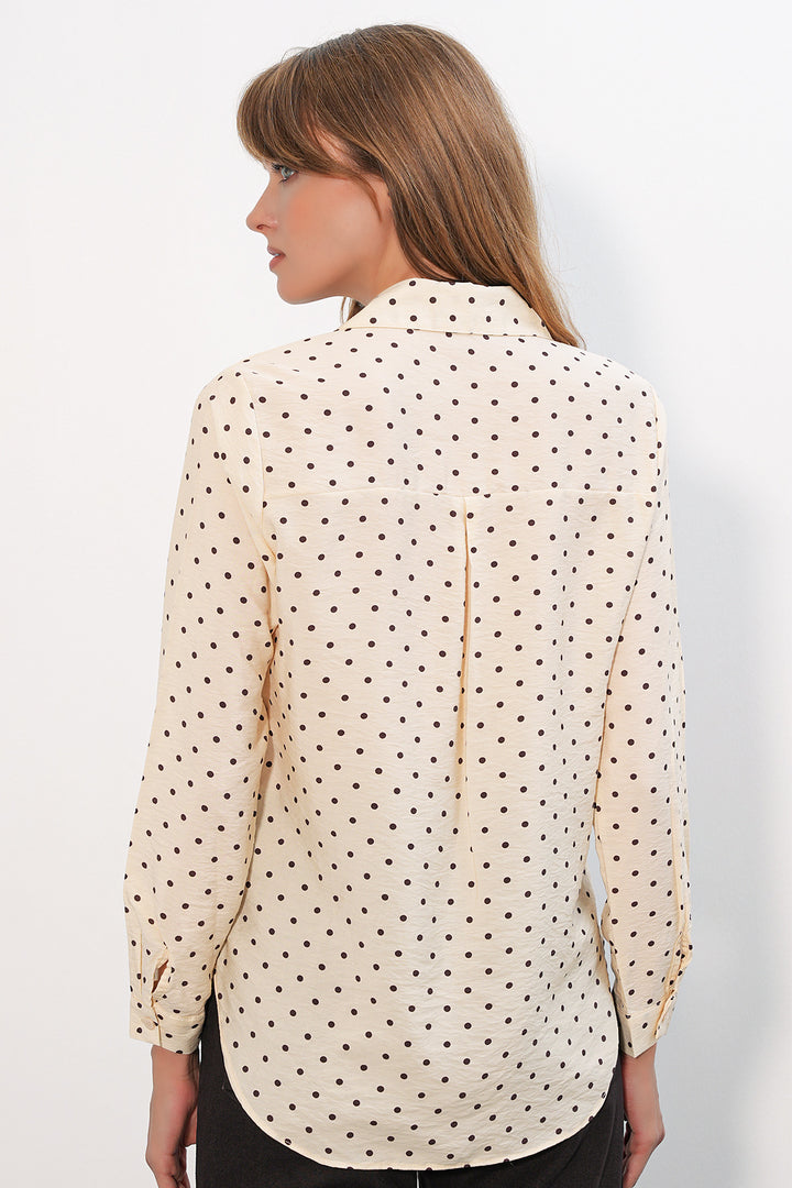 Bigdart Chemise oversize à pois et une poche 20399 pour femme - Crème