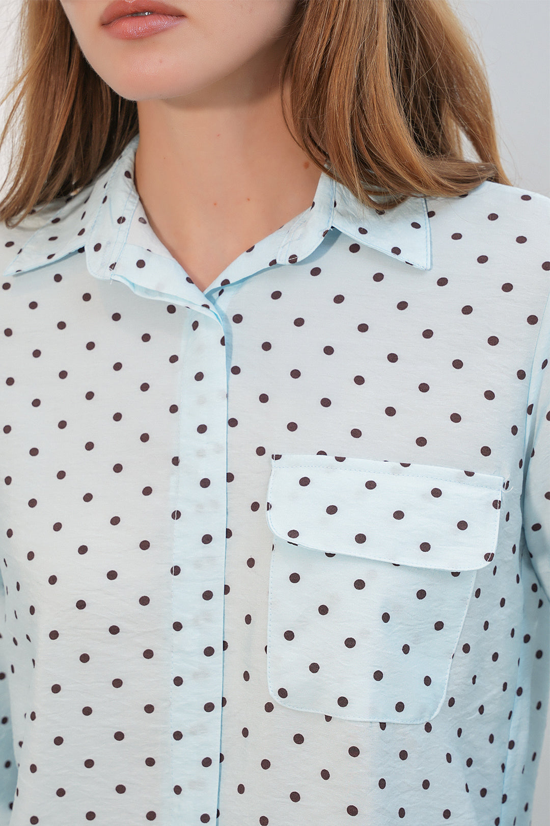Bigdart Chemise oversize à pois et une poche 20399 pour femme - Bleu