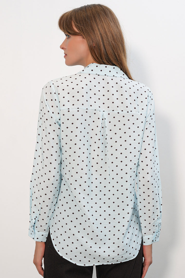 Bigdart Chemise oversize à pois et une poche 20399 pour femme - Bleu