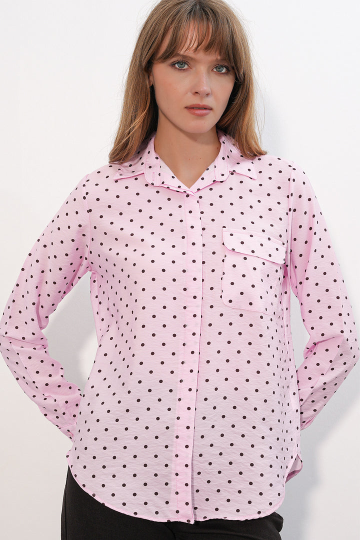 Bigdart Chemise oversize à pois et une poche 20399 pour femme - Rose
