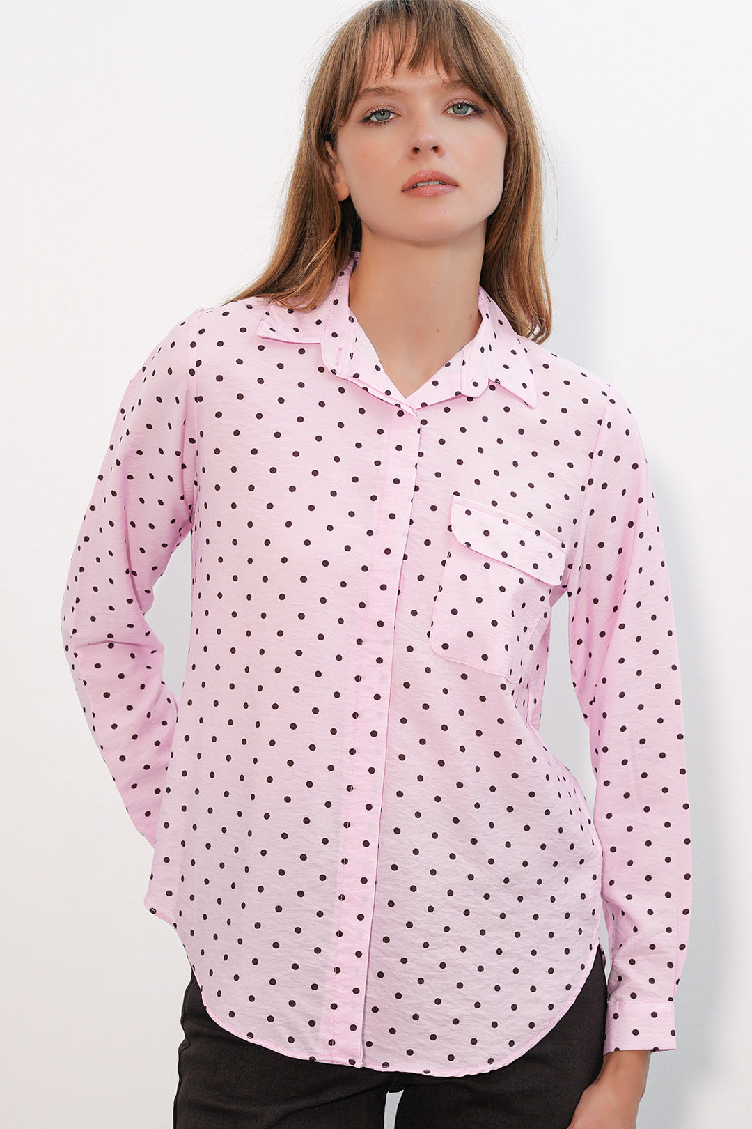 Bigdart Chemise oversize à pois et une poche 20399 pour femme - Rose