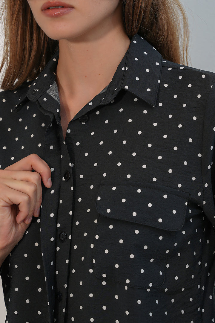 Bigdart Chemise oversize à pois et une poche 20399 pour femme - Noir
