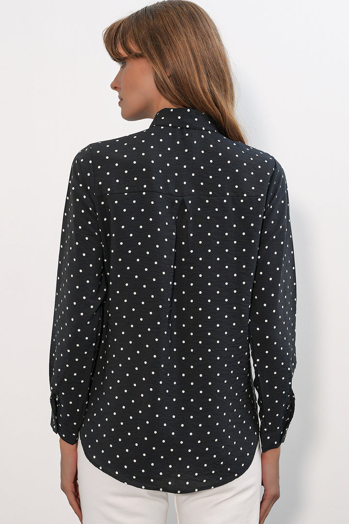 Bigdart Chemise oversize à pois et une poche 20399 pour femme - Noir