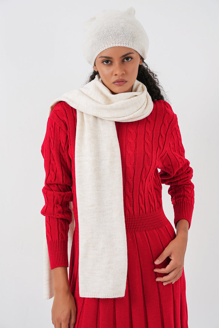 Bigdart Écharpe et bonnet en tricot pour femme 15939 - Écru