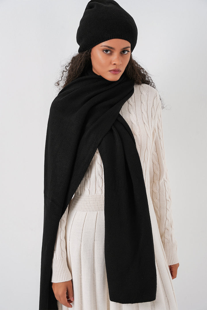 Bigdart Écharpe et bonnet en tricot pour femme 15939 - Noir