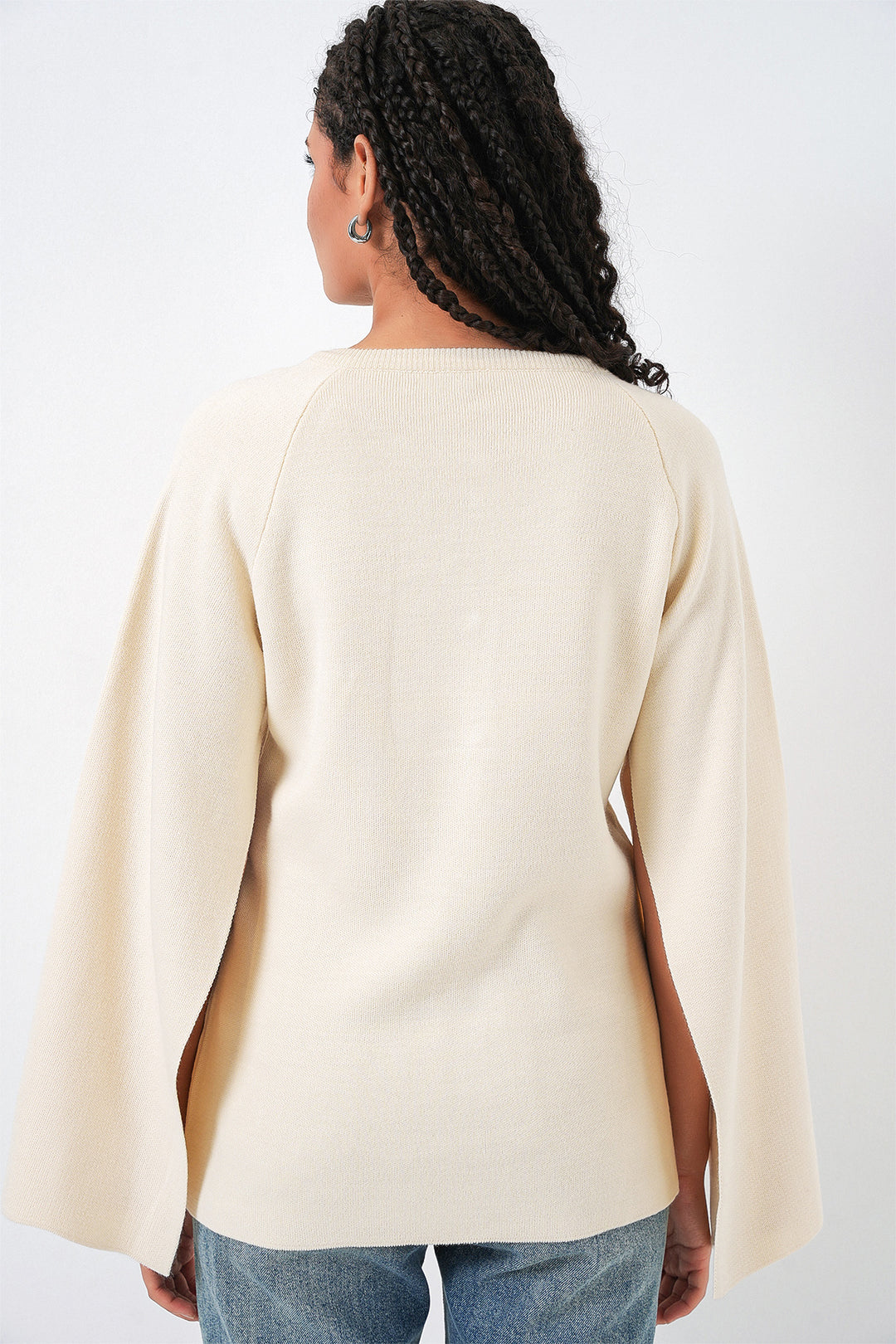 Bigdart Gilet poncho en tricot pour femme 15965 - Écru