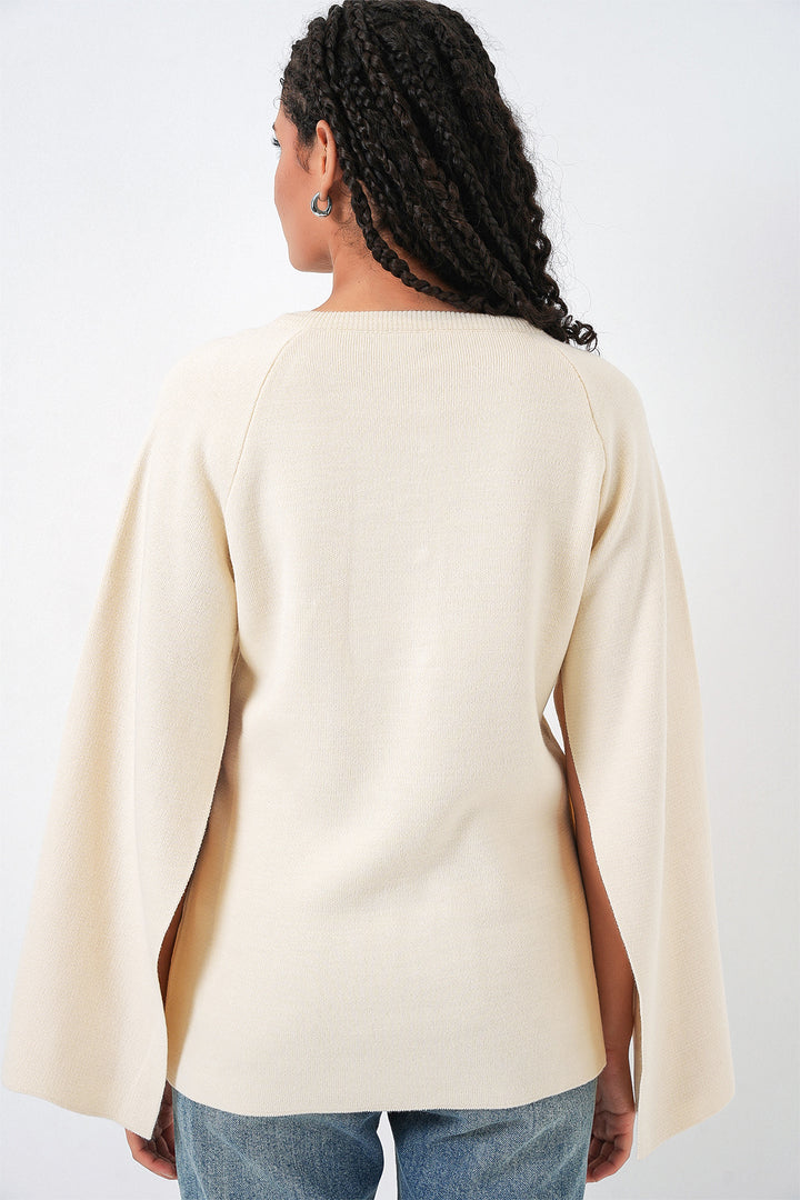 Bigdart Gilet poncho en tricot pour femme 15965 - Écru