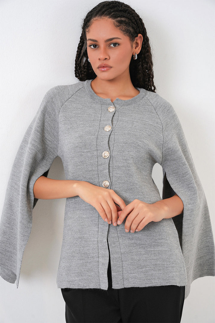 Bigdart Gilet poncho en tricot pour femme 15965 - Gris