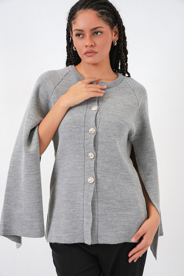 Bigdart Gilet poncho en tricot pour femme 15965 - Gris
