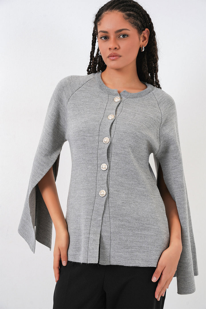 Bigdart Gilet poncho en tricot pour femme 15965 - Gris