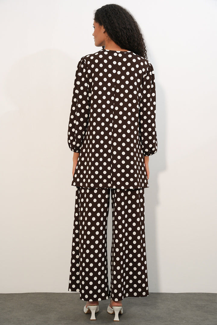 Bigdart Tunique Femme Pantalon à Pois Ensemble 6663 - a.Marron