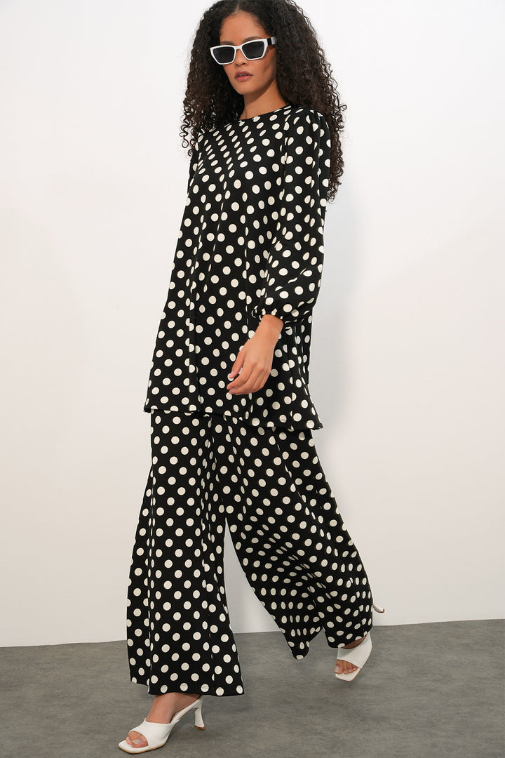 Bigdart Tunique Femme Pantalon à Pois Ensemble 6663 - a.Noir