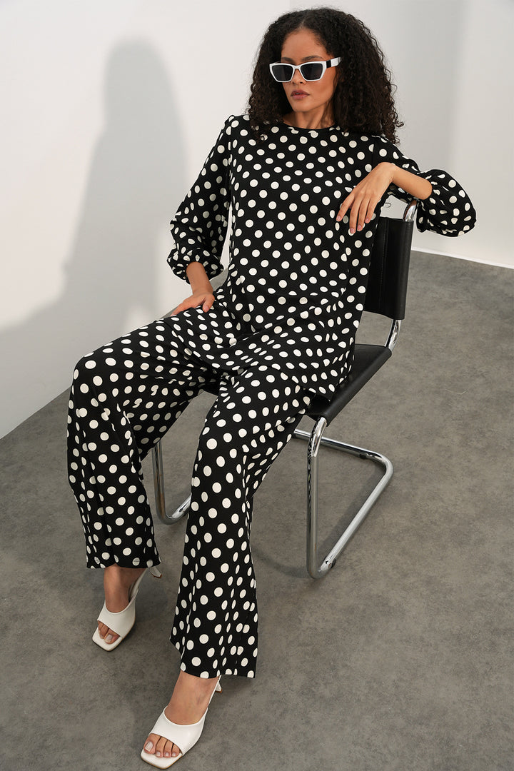 Bigdart Tunique Femme Pantalon à Pois Ensemble 6663 - a.Noir