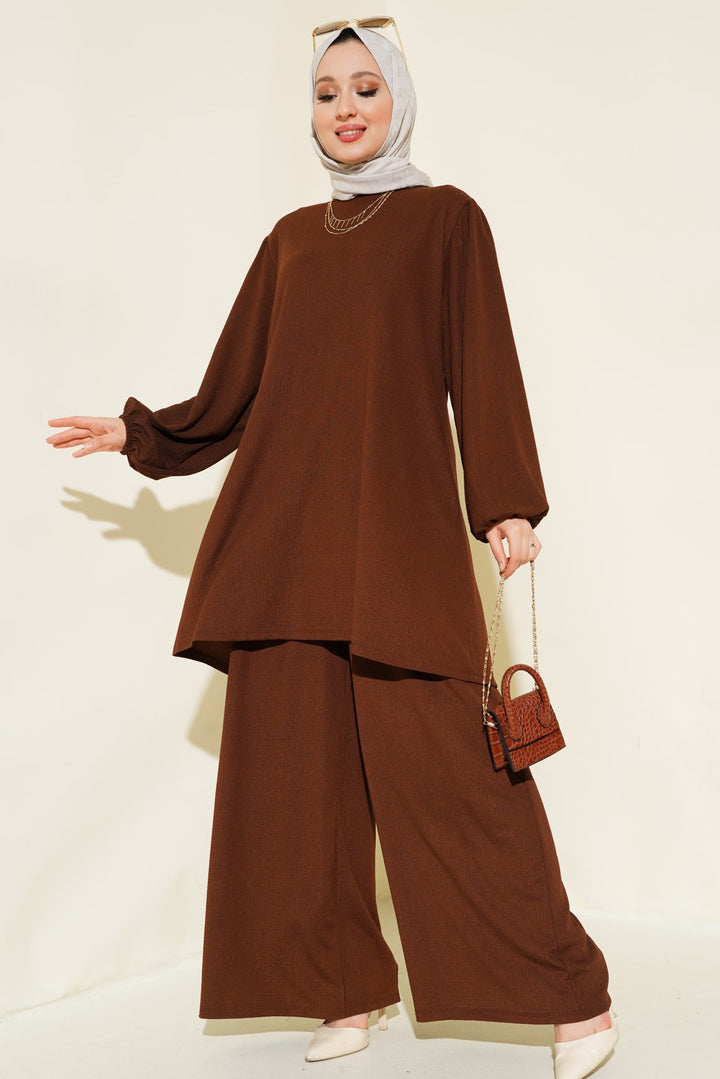 Bigdart Ensemble tunique et pantalon en brun pour femme 6663 - Marron