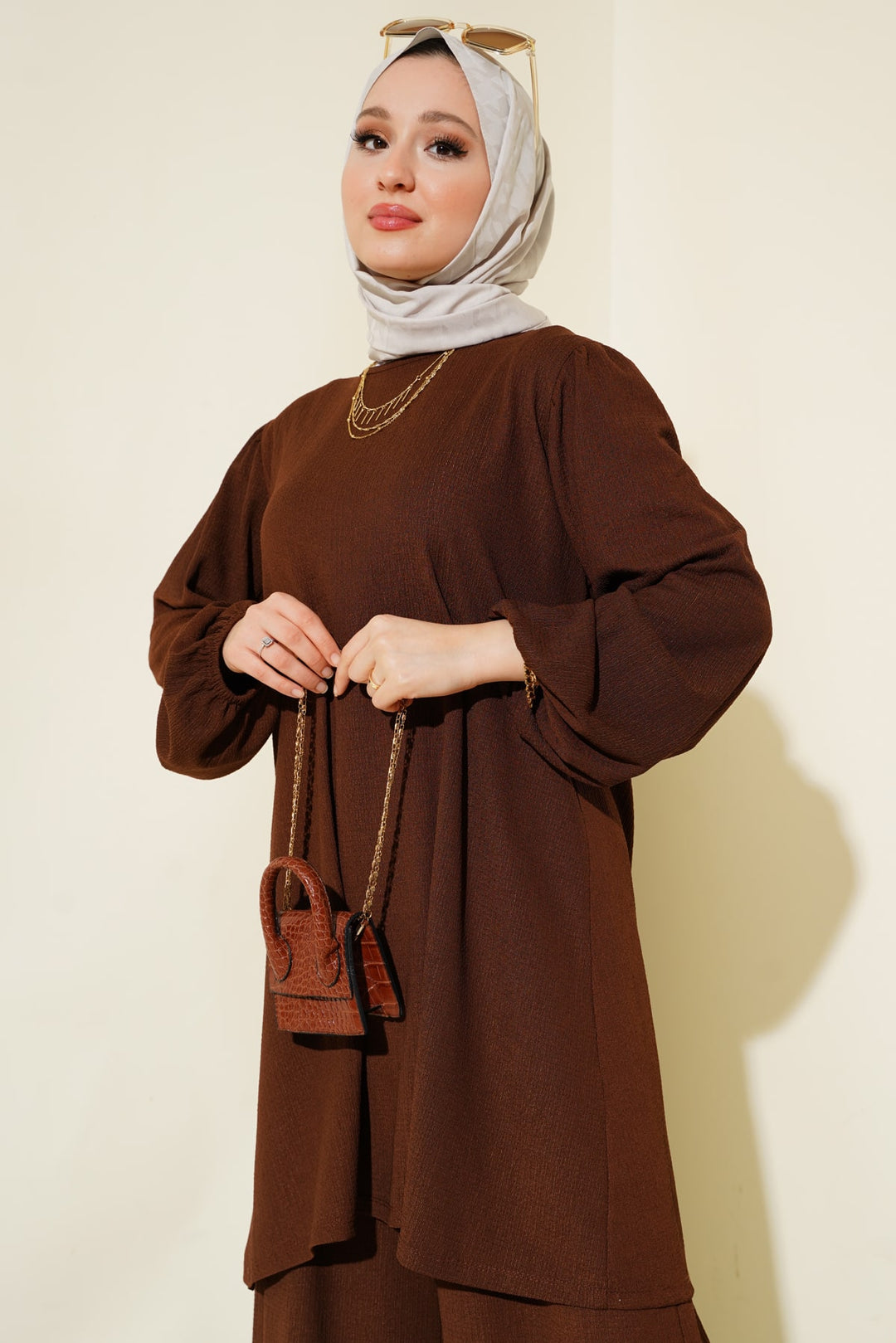 Bigdart Ensemble tunique et pantalon en brun pour femme 6663 - Marron