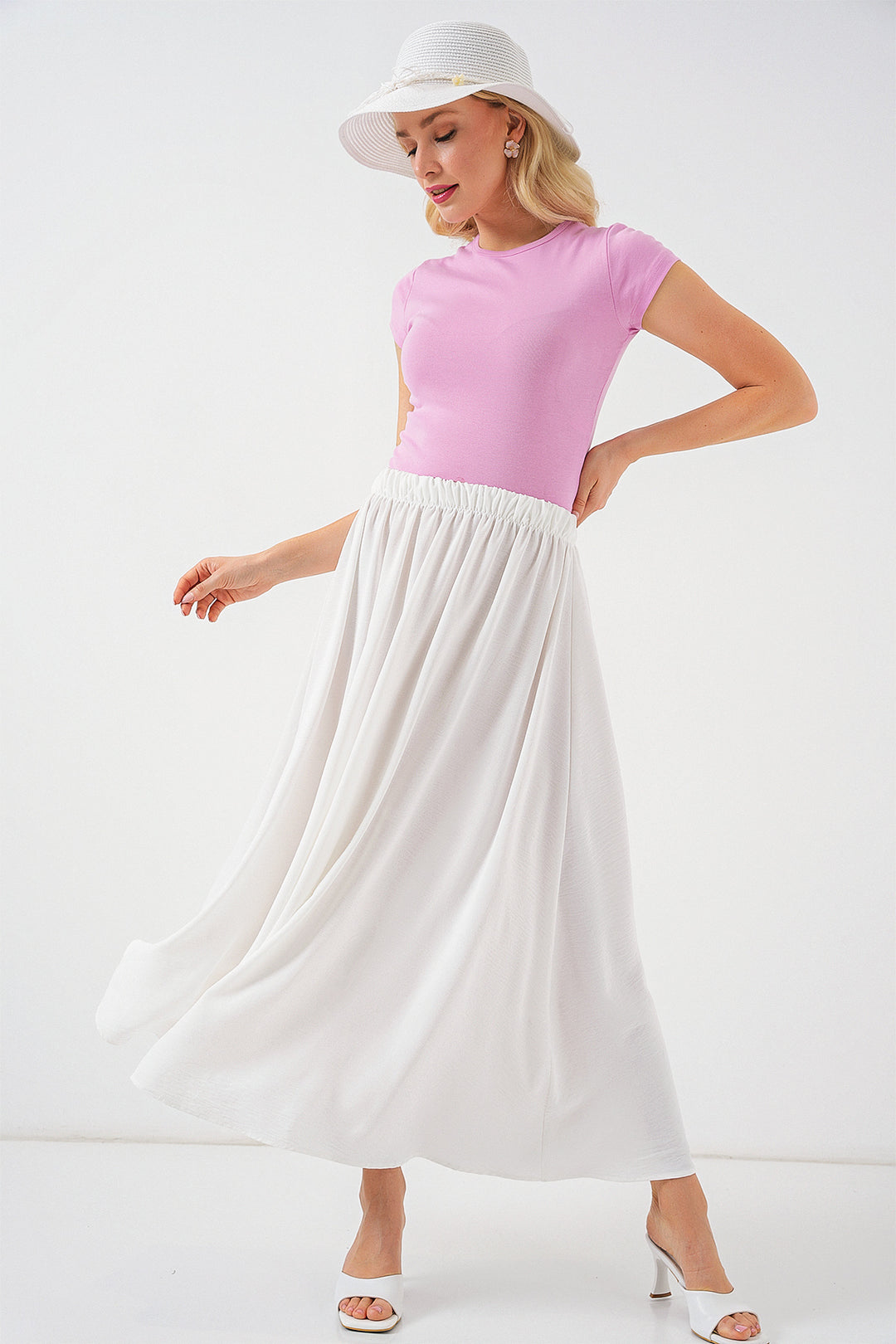 Bigdart Jupe longue en ayrobin pour femmes 8050 - Blanc