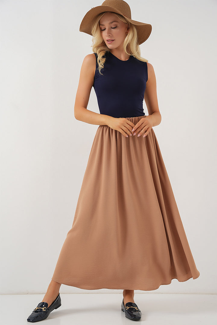 Bigdart Jupe longue en ayrobin pour femmes 8050 - Camel