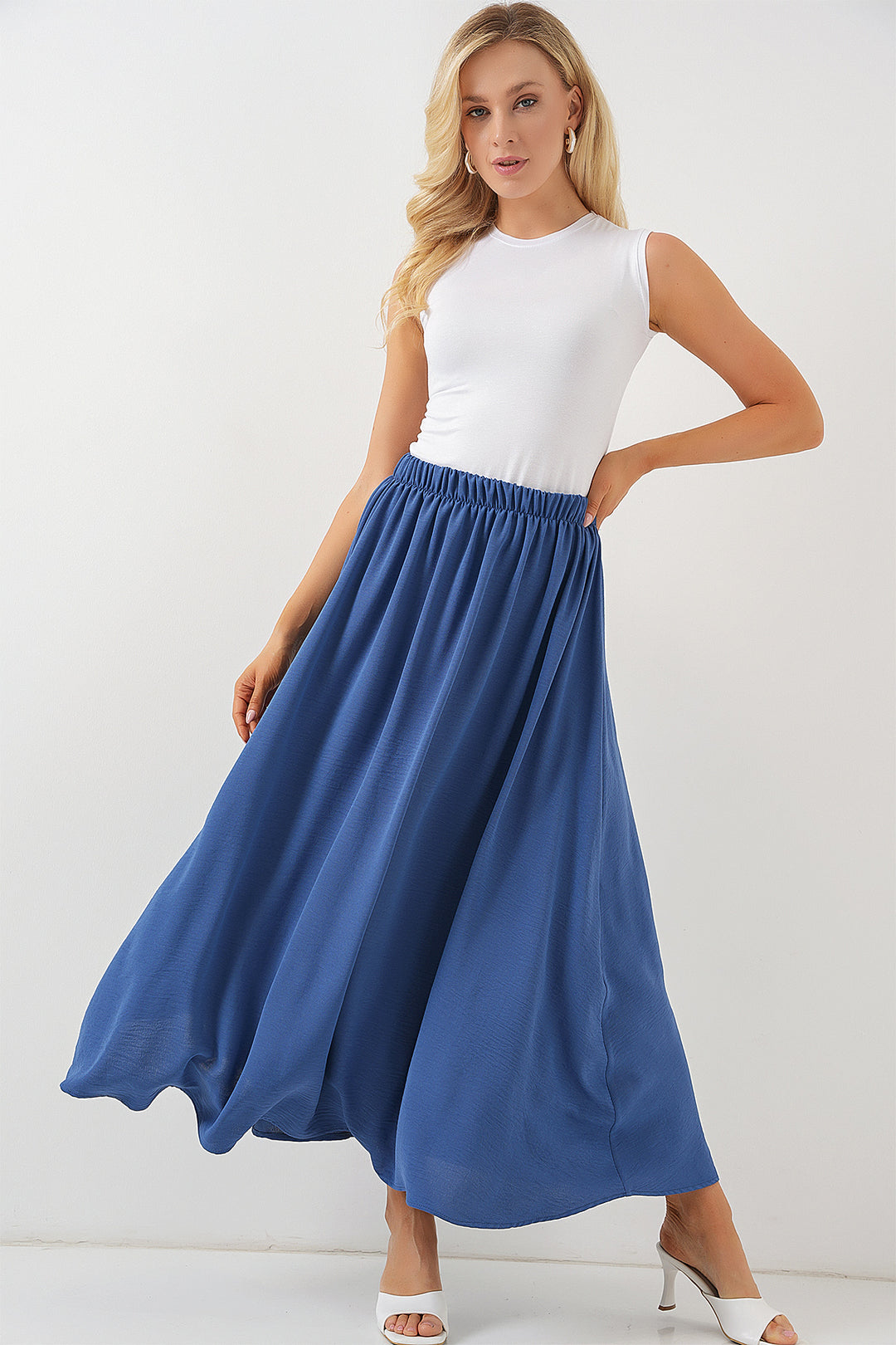 Bigdart Jupe longue en ayrobin pour femmes 8050 - Indigo