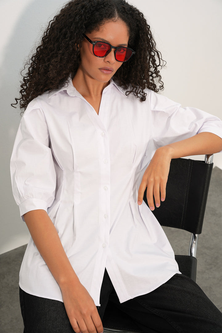 Bigdart Chemise longue ajustée à la taille 20383 - Blanc