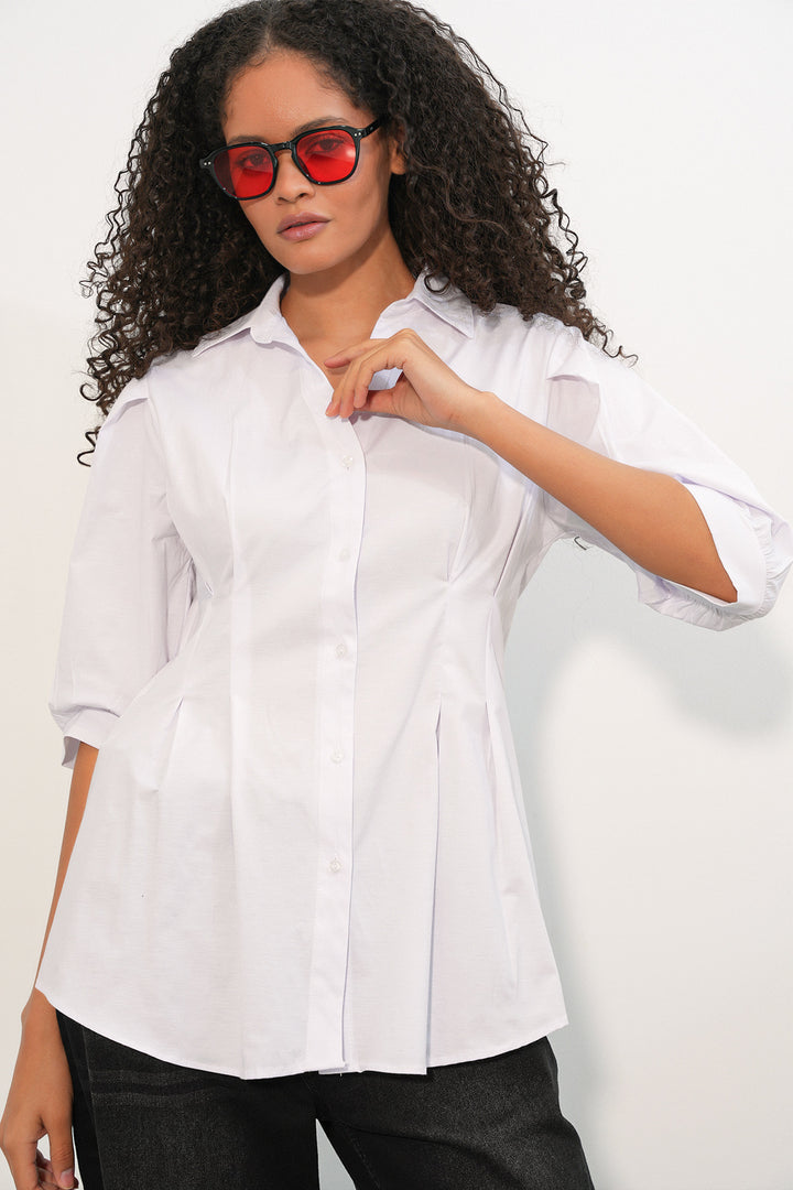 Bigdart Chemise longue ajustée à la taille 20383 - Blanc