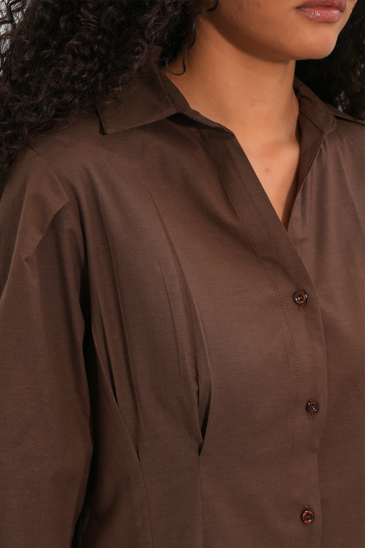 Bigdart Chemise longue ajustée à la taille pour femme 20383 - Marron