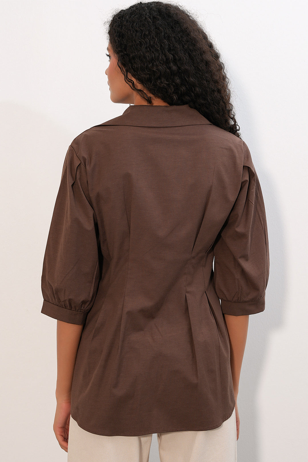 Bigdart Chemise longue ajustée à la taille pour femme 20383 - Marron