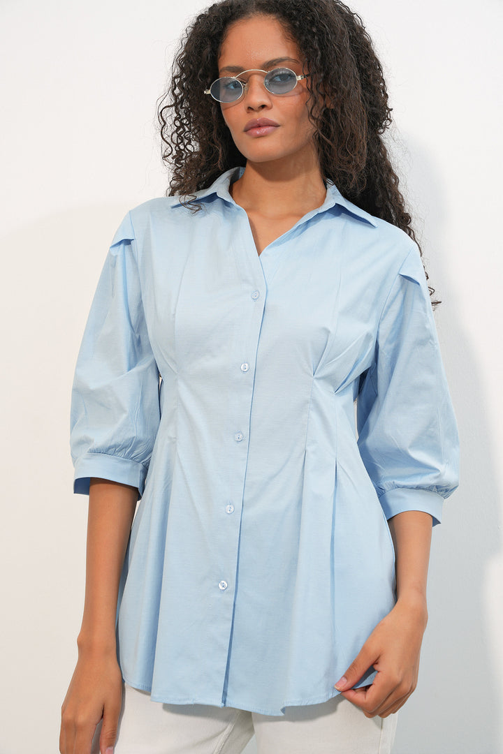 Bigdart Chemise longue ajustée à la taille 20383 - Bleu