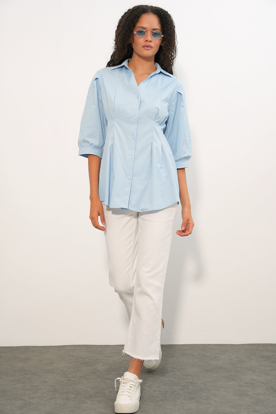 Bigdart Chemise longue ajustée à la taille 20383 - Bleu