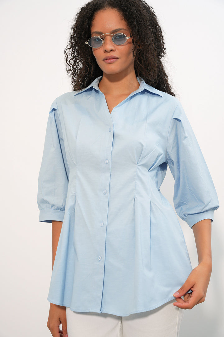 Bigdart Chemise longue ajustée à la taille 20383 - Bleu