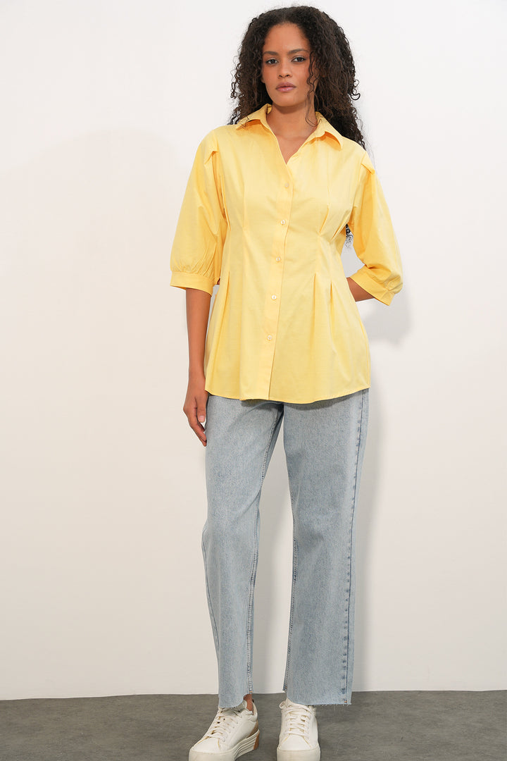 Bigdart Chemise longue ajustée à la taille 20383 - Jaune