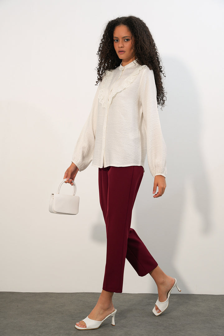 Bigdart Chemise longue à volants 20385 - Blanc