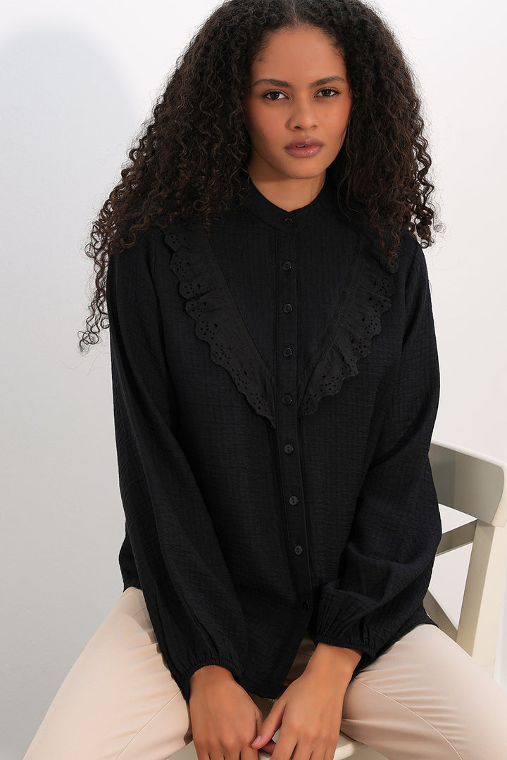 Bigdart Chemise à volants longue pour femme 20385 - Noir