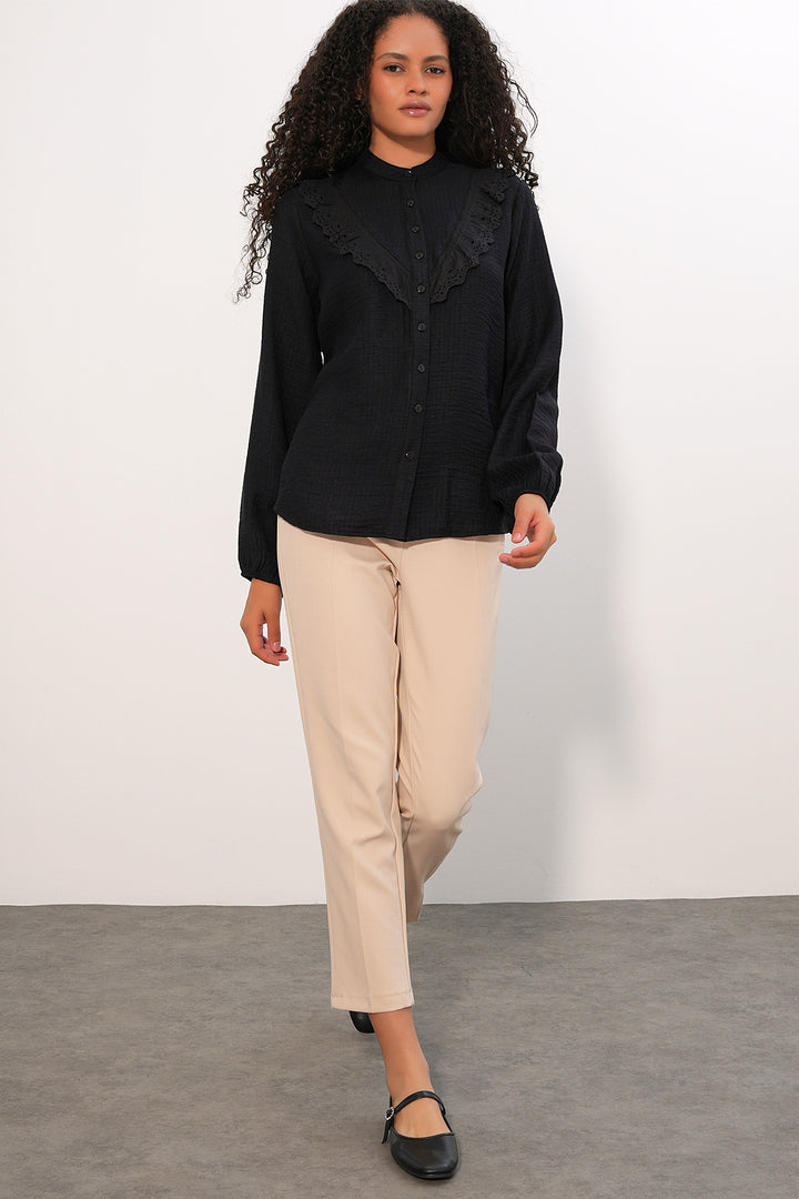 Bigdart Chemise à volants longue pour femme 20385 - Noir