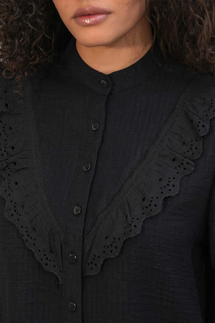 Bigdart Chemise à volants longue pour femme 20385 - Noir