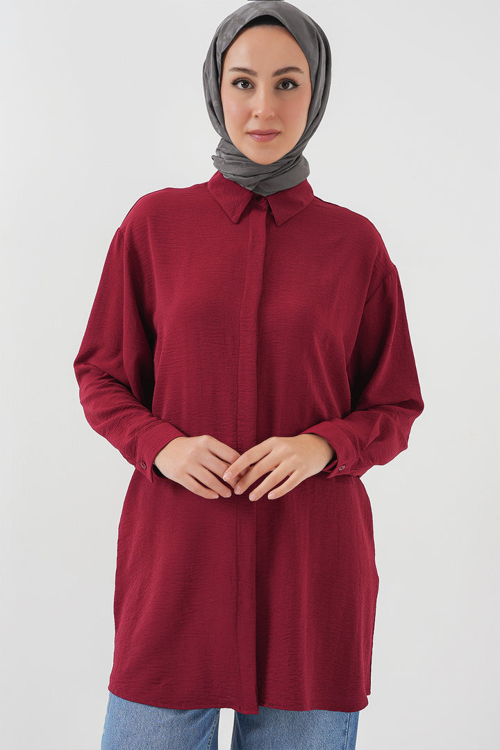 Bigdart Tunique chemise longue pour femme 5945 - Bordeaux