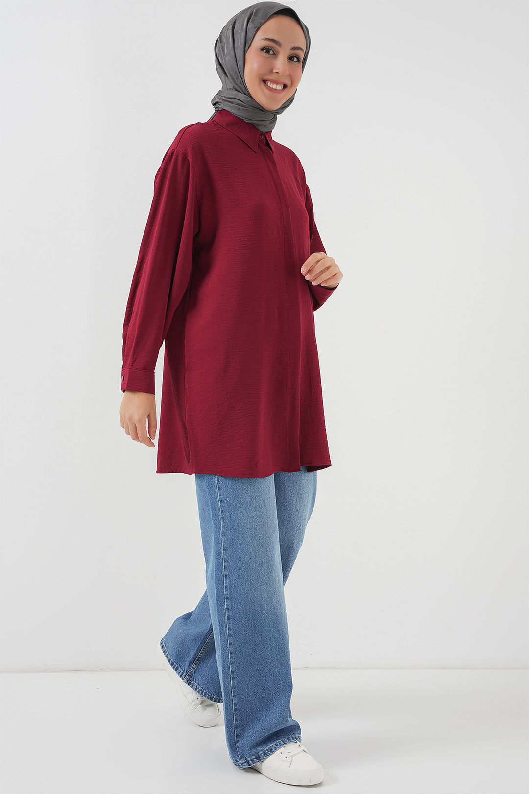 Bigdart Chemisier long pour femme 5945 - Bordeaux