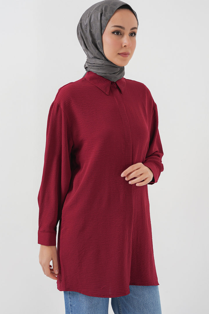 Bigdart Chemisier long pour femme 5945 - Bordeaux