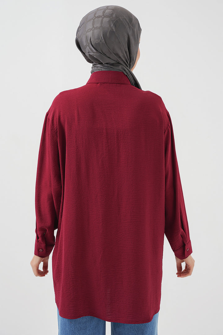Bigdart Tunique chemise longue pour femme 5945 - Bordeaux