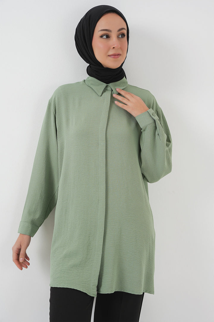 Bigdart Tunique Chemise Longue Femme 5945 - Vert d'eau
