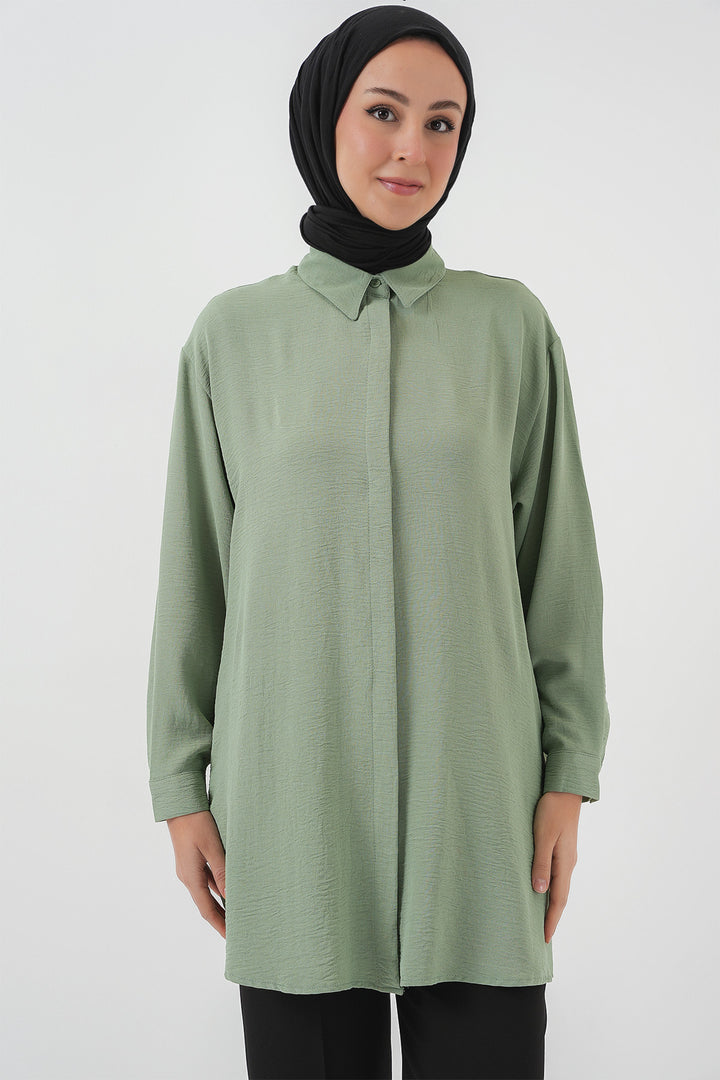 Bigdart Tunique Chemise Longue Femme 5945 - Vert d'eau