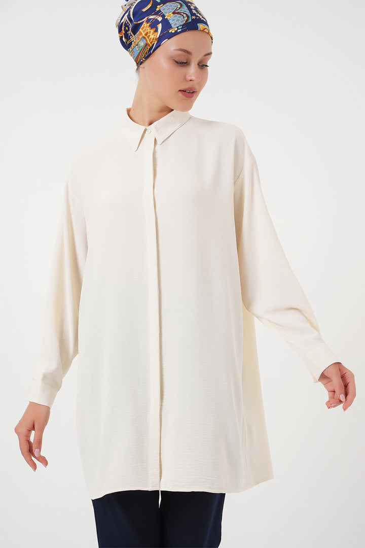 Bigdart Tunique chemise longue pour femme 5945 - Écru