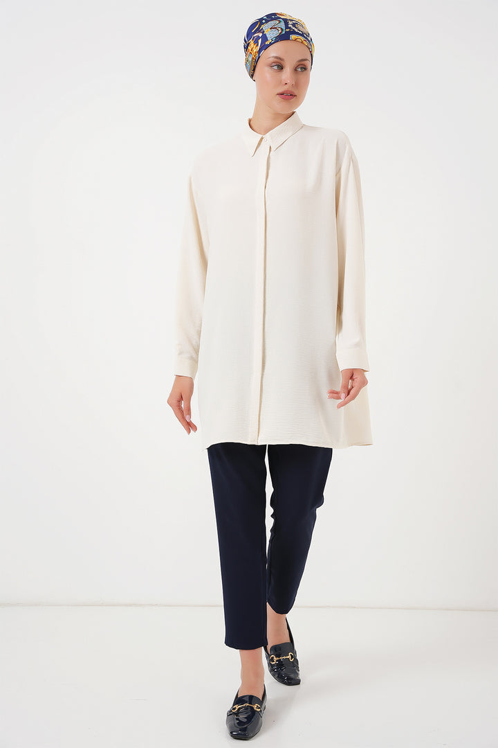 Bigdart Tunique chemise longue pour femme 5945 - Écru
